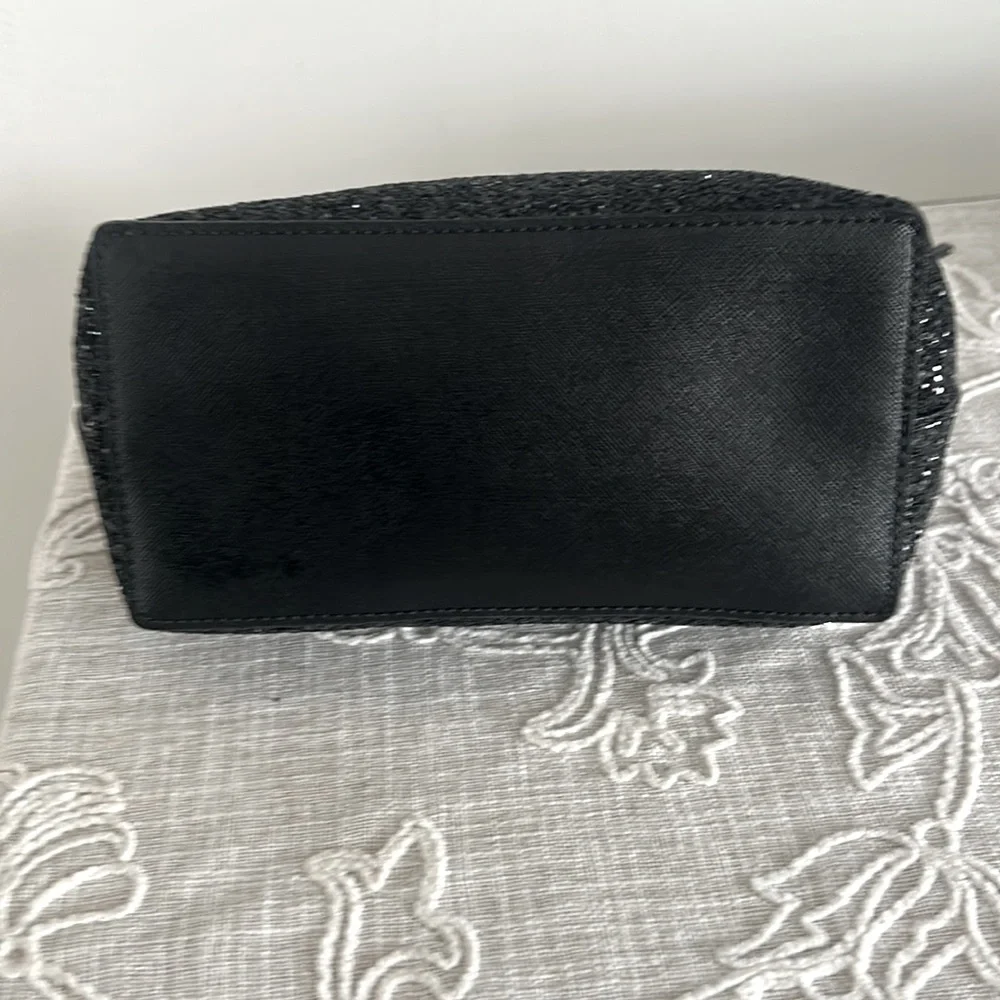 Kate Spade NY Black Greta Court Glitter & Staffiano  Satchel Bag